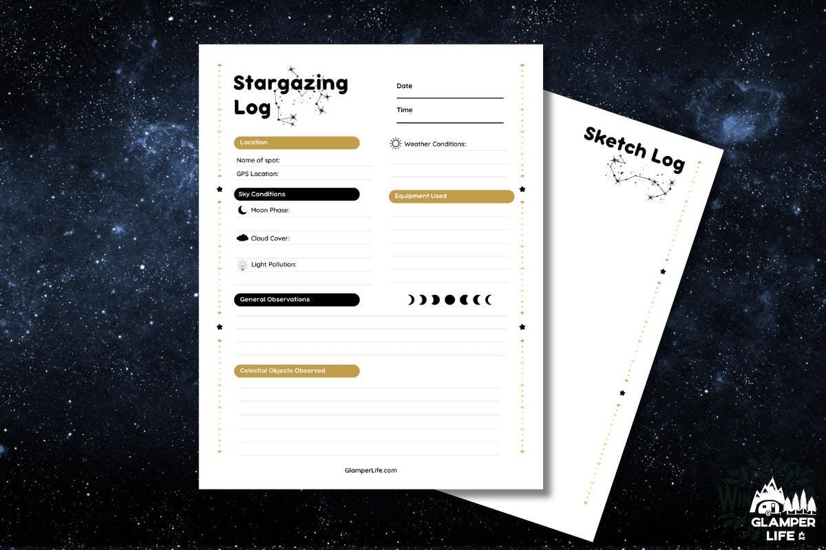 Stargazing Log - 2-page Printable | Celestial Observation Tracker ...