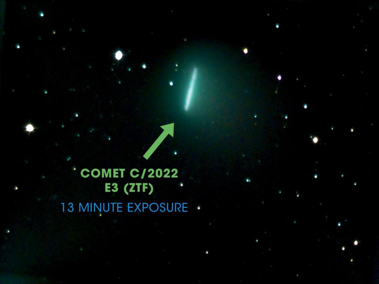 A comet passing near the earth with a glowing tail 7182019 Stock Photo ...